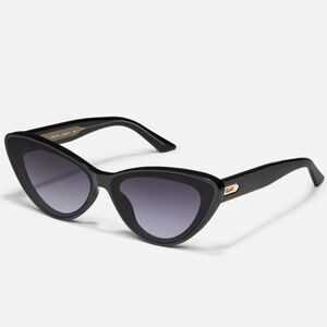 Quay Australia Tempted Cat-Eye Sunglasses- Black Frame/Smoke Lens